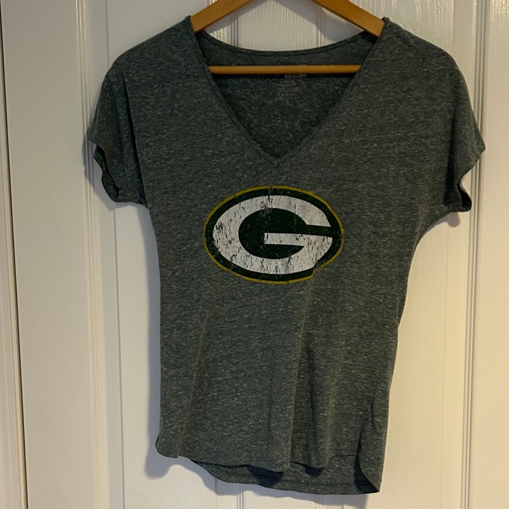 Distressed Packers Tee, Sz S, Heathered Green